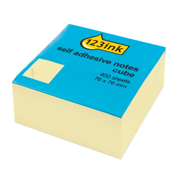 123ink yellow self-adhesive notes cube, 400 sheets, 76mm x 76mm 5426PIC 300810 - 1
