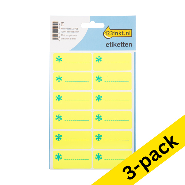 123ink yellow/blue freezer labels, 23mm x 50mm (60 labels) (3-pack)  301529 - 1
