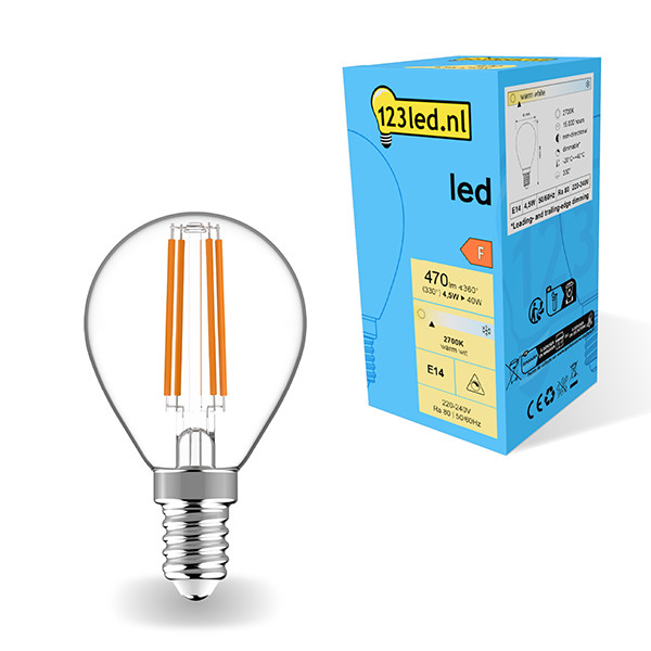 123inkt 123led E14 LED dimmable filament ball bulb 4.5W (40W) | 2700K  LDR01894 - 1