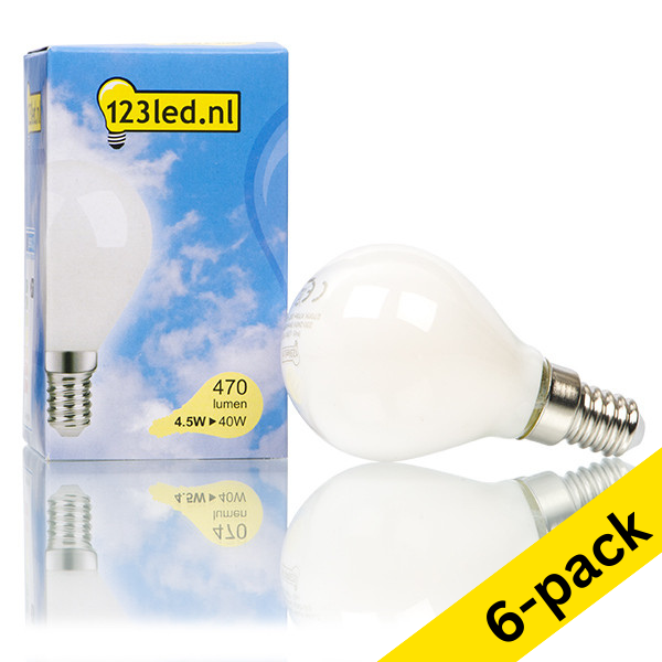123led E14 LED dimmable matte ball bulb 4.5W (40W) | 2700K (6-pack) LDR01533 - 1
