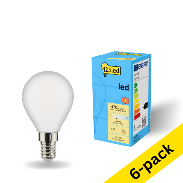 123inkt 123led E14 LED dimmable matte ball bulb 4.5W (40W) | 4000K (6-pack)  LDR01915 - 1