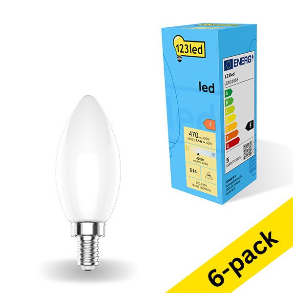123inkt 123led E14 LED dimmable matte candle bulb 4.5W (40W) | 4000K (6-pack)  LDR01869 - 1