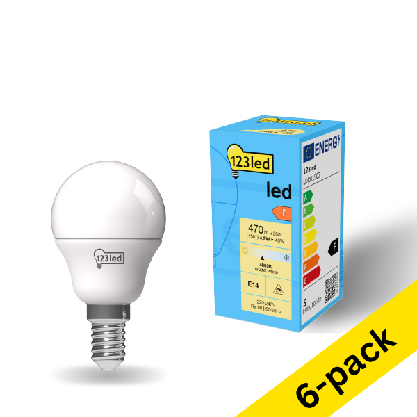 123inkt 123led E14 LED matte ball bulb 4.9W (40W) | 4000K (6-pack)  LDR01903 - 1