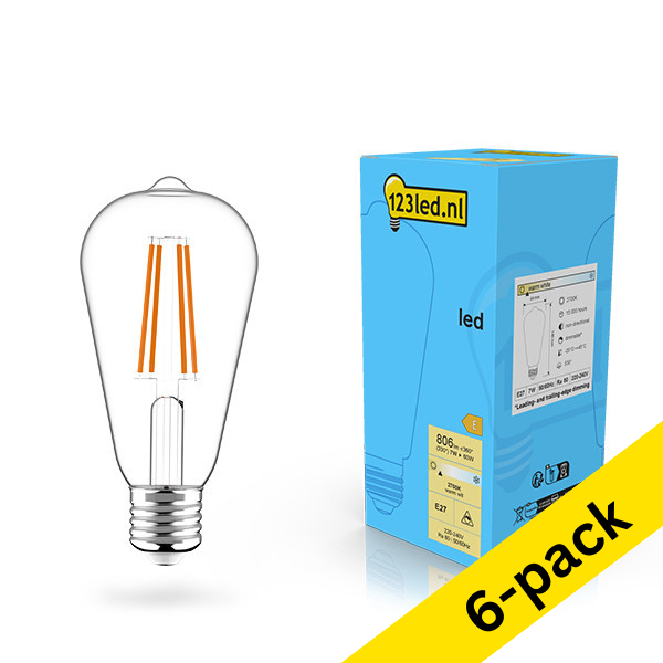 123inkt 123led E27 LED dimmable filament Edison bulb 7W (60W) (6-pack)  LDR02115 - 1