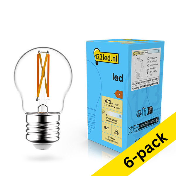 123led E27 LED dimmable filament ball bulb 4.5W (40W) (6-pack) LDR02079 - 1