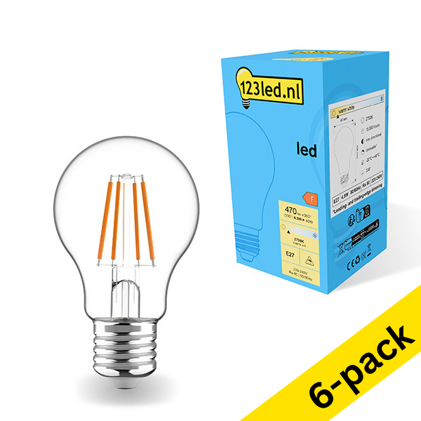 123led E27 LED dimmable filament bulb 4.5W (40W) (6-pack) LDR01801 - 1