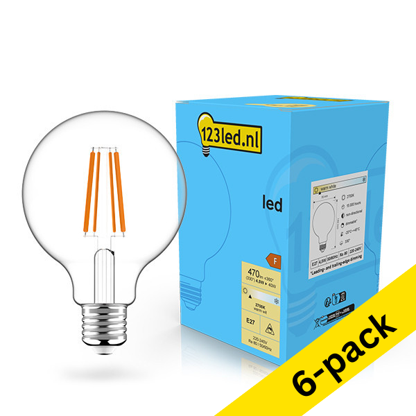 123led E27 LED dimmable filament globe bulb 4.5W (40W) (6-pack) LDR02095 - 1