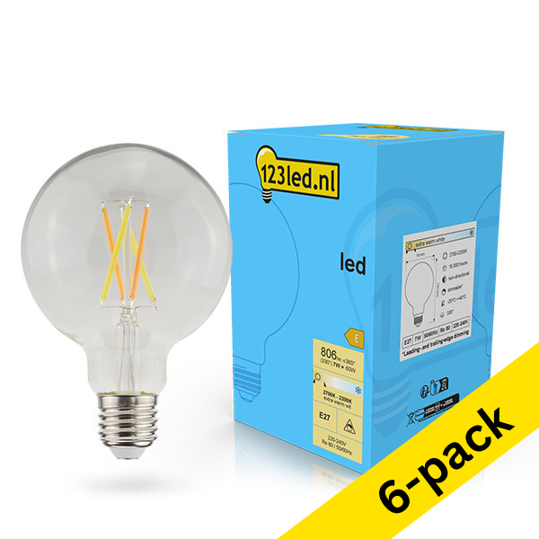 123led E27 LED dimmable filament globe bulb 7W (60W) (6-pack) LDR02103 - 1