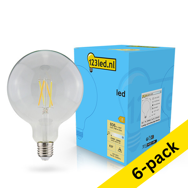 123led E27 LED dimmable filament globe bulb 7W (60W) (6-pack) LDR02109 - 1