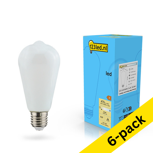 123inkt 123led E27 LED dimmable filament matte Edison bulb 4.5W (40W) (6-pack)  LDR02113 - 1