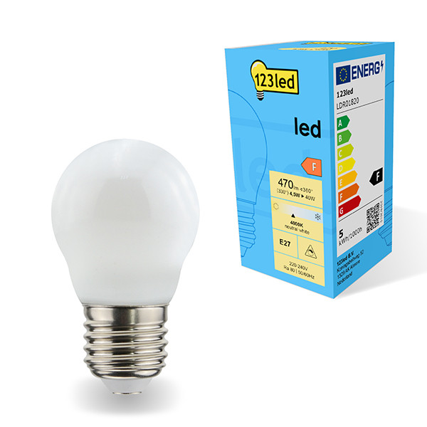 123inkt 123led E27 LED dimmable matte ball bulb 4.5W (40W) | 4000K  LDR01820 - 1