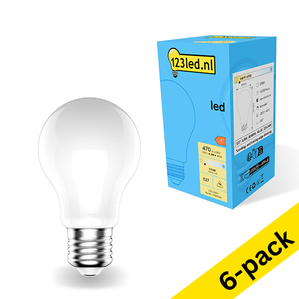 123led E27 LED dimmable matte pear bulb 4.5W (40W) (6-pack) LDR01779 - 1