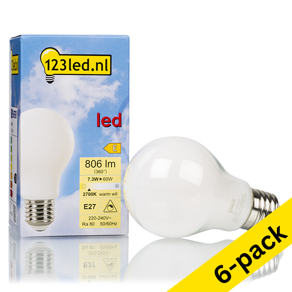 123inkt 123led E27 LED dimmable matte pear bulb 7.3W (60W) (6-pack)  LDR01615 - 1