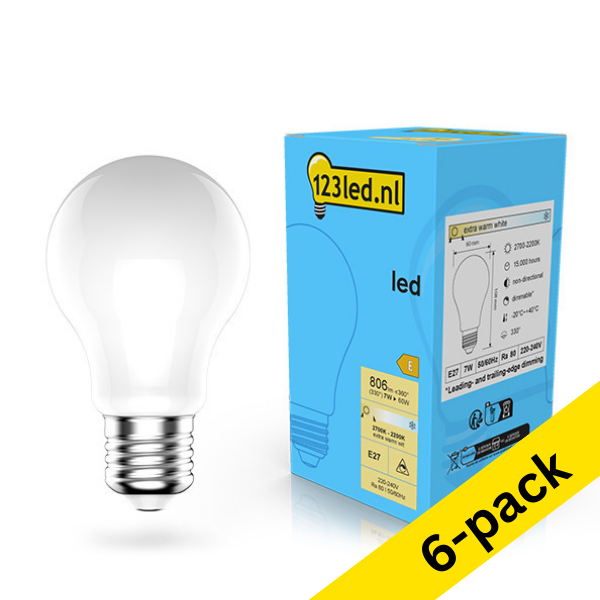 123led E27 LED dimmable matte pear bulb 7W (60W) (6-pack) LDR02093 - 1