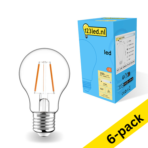 123led E27 LED filament pear bulb 2.5W (25W) (6-pack) LDR01787 - 1