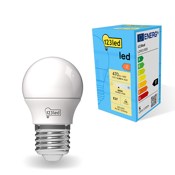123inkt 123led E27 LED matte ball bulb 4.9W (40W) | 4000K  LDR01808 - 1