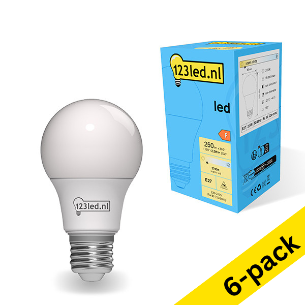 123led E27 LED matte pear bulb 2.5W (25W) (6-pack) LDR01759 - 1
