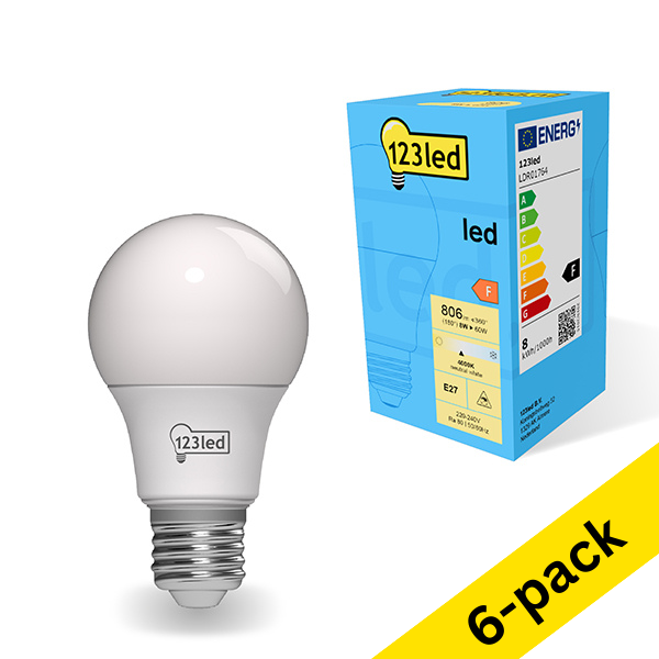 123inkt 123led E27 LED matte pear bulb 8W (60W) | 4000K (6-pack)  LDR01765 - 1