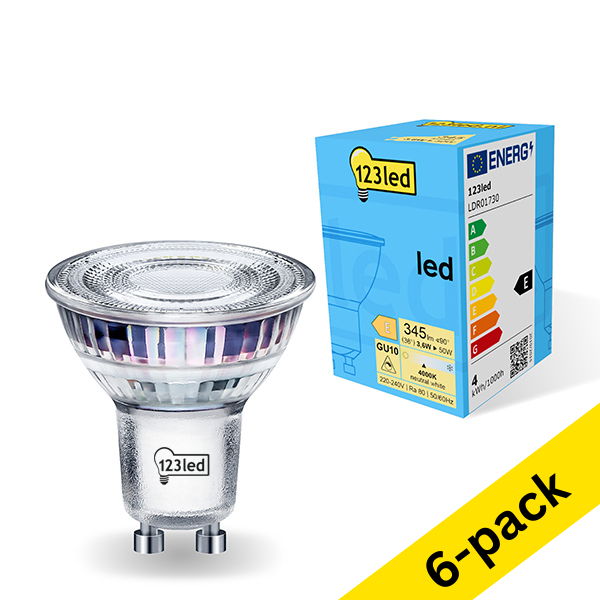 123inkt 123led GU10 LED dimmable spotlight 3.6W (50W) | 4000K (6-pack)  LDR01731 - 1
