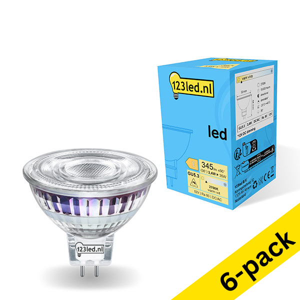 123led GU5.3 LED dimmable spotlight 3.4W (35W) (6-pack) LDR01749 - 1