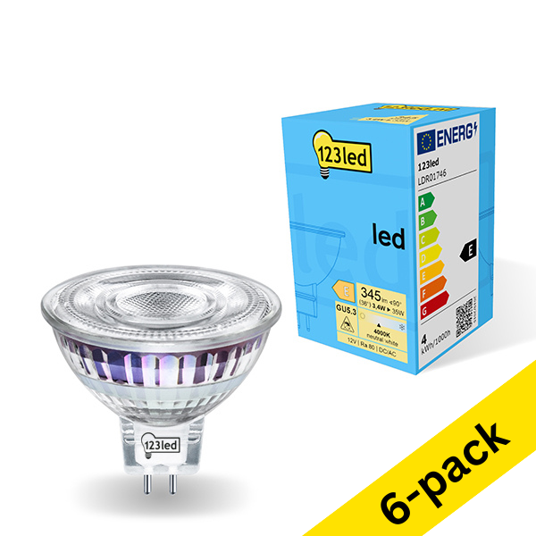123inkt 123led GU5.3 LED spotlight 3.4W (35W) | 4000K (6-pack)  LDR01747 - 1