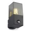 123inkt 123led black Smokey square wall lamp with sensor | Suitable for 1 x E27 6152-PIR LDR08513 - 1
