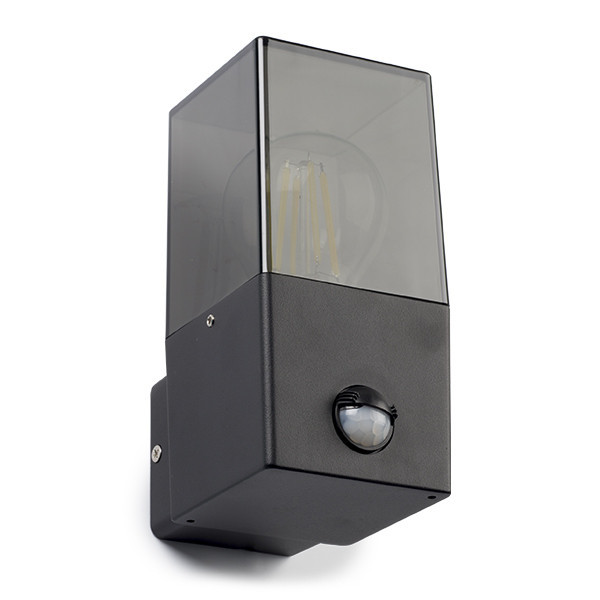 123inkt 123led black Smokey square wall lamp with sensor | Suitable for 1 x E27 6152-PIR LDR08513 - 3
