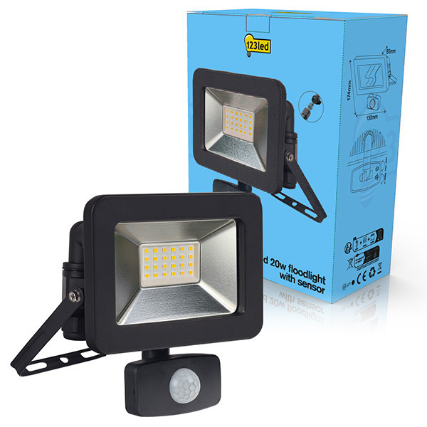 123inkt 123led floodlight with sensor 20W | 4000K | 2200 lumens | IP44  LDR01988 - 1