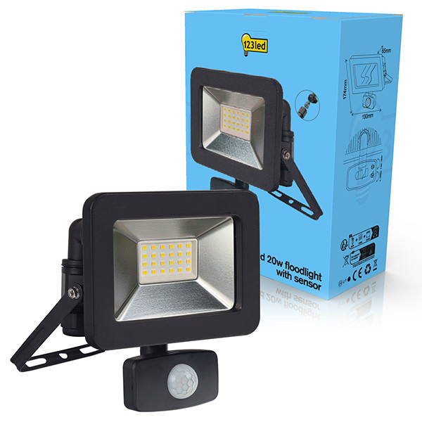 123inkt 123led floodlight with sensor 20W | 6000K | 2200 lumens | IP44 0310713L123 LDR01989 - 1