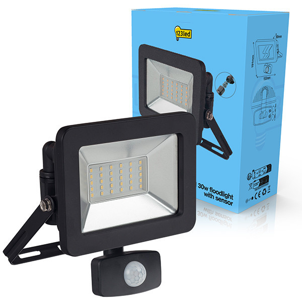 123inkt 123led floodlight with sensor 30W | 6000K | 3300 lumens | IP44 0310715L123 LDR01991 - 1