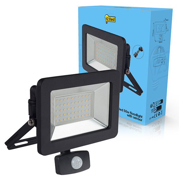 123inkt 123led floodlight with sensor 50W | 6000K | 5500 lumens | IP44 0310717L123 LDR01993 - 1