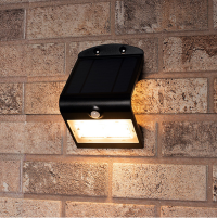 123inkt Black Osaka solar wall lamp with sensor | 3000K | 3.2W  LDR06249