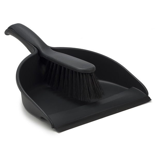 123inkt Black plastic dustpan and brush with rubber edge  SDR05247 - 1