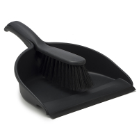 123inkt Black plastic dustpan and brush with rubber edge  SDR05247