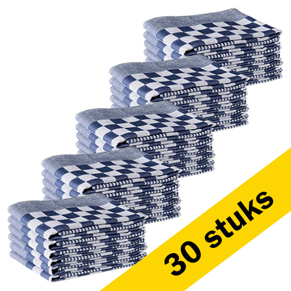 123inkt Blue checkered tea towels, 65cm x 65cm (30-pack)  SDR05197 - 1