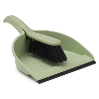 123inkt Green plastic dustpan and brush with rubber edge  SDR05243