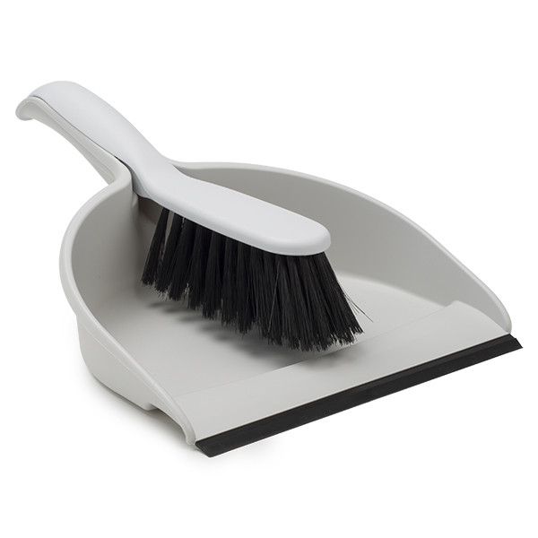 123inkt Grey plastic dustpan and brush with rubber edge  SDR05245 - 1