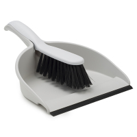 123inkt Grey plastic dustpan and brush with rubber edge  SDR05245