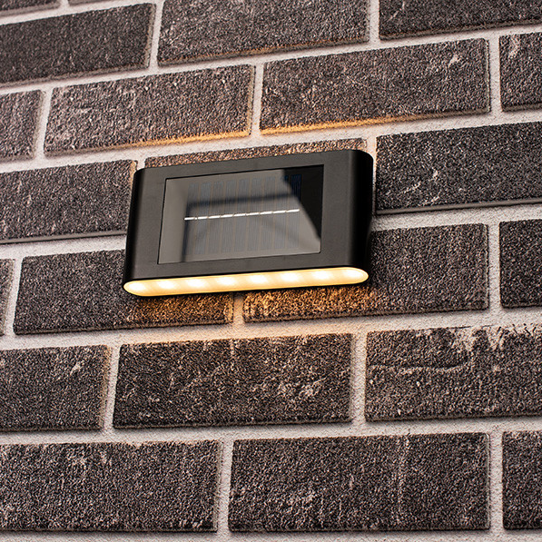 123inkt LED black Soweto solar wall lamp | 2700K | IP44  LDR06362 - 1