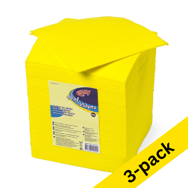 123inkt Multy yellow cleaning cloths, 38cm x 40cm (3 x 50-pack)  SMU00084 - 1