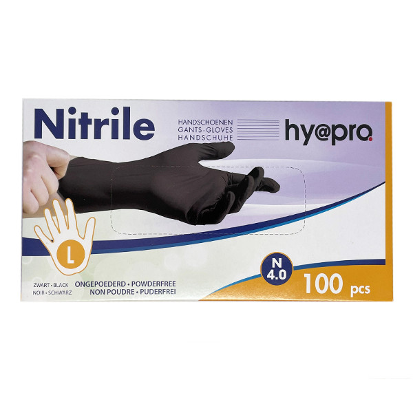 123inkt Nitrile black powder free gloves, size L (100-pack)  SDR00444 - 1