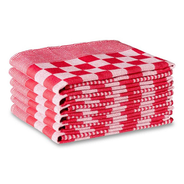 123inkt Red checkered tea towels, 65cm x 65cm (6-pack)  SDR05198 - 1