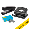Stapler (20 sheets) | black | + 1,000 staples (24/6) + 2-hole punch (20 sheets)
