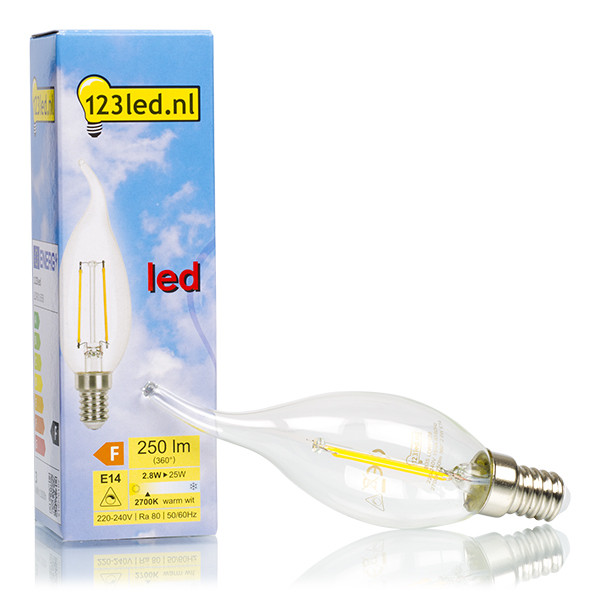123led E14 LED clear dimmable candle filament bulb 2.8W (25W)  LDR01658 - 1