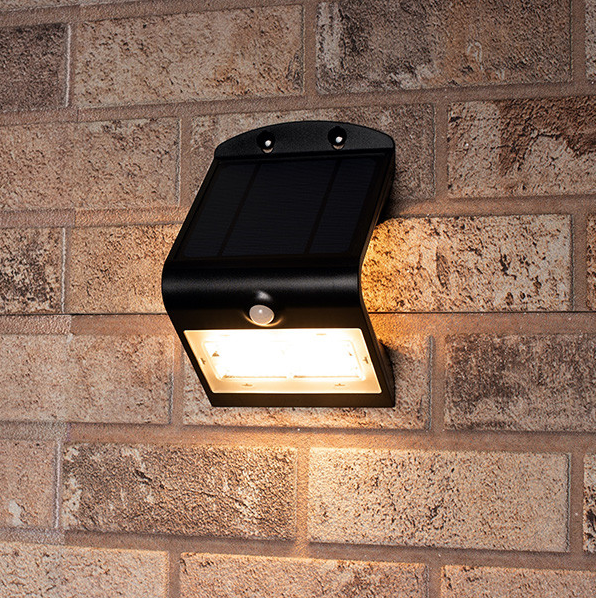 Black Osaka solar wall lamp with sensor | 3000K | 3.2W LDR06249 - 1