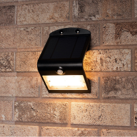 Black Osaka solar wall lamp with sensor | 3000K | 3.2W LDR06249