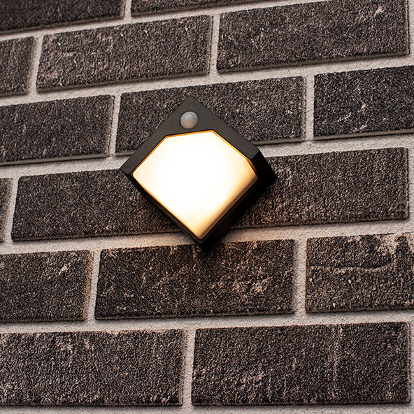 Black Pretoria solar wall lamp with sensor | 2700K | 1W LDR06363 - 1