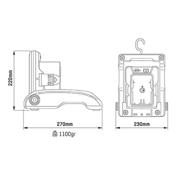 Construction lamp (20W, battery-powered) | 5000K | 123led LDR06600 - 3