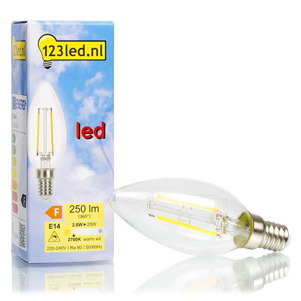 123led E14 LED clear dimmable candle filament bulb 2.8W (25W) LDR01604 - 1