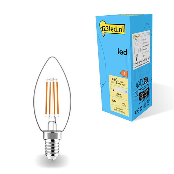123led E14 LED dimmable candle filament bulb 4.5W (40W) LDR01882 - 1